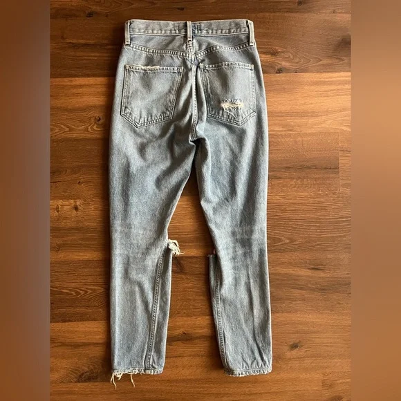 Agolde Riley Hi-Rise Straight Crop Jeans – Light Wash (Ripped) 💙 - Picture 6 of 9